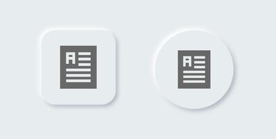 Articles solid icon in neomorphic design style. Blog signs vector illustration.