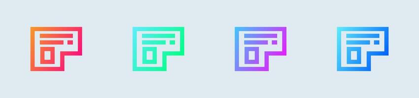 Blueprint line icon in gradient colors. Draft signs vector illustration.