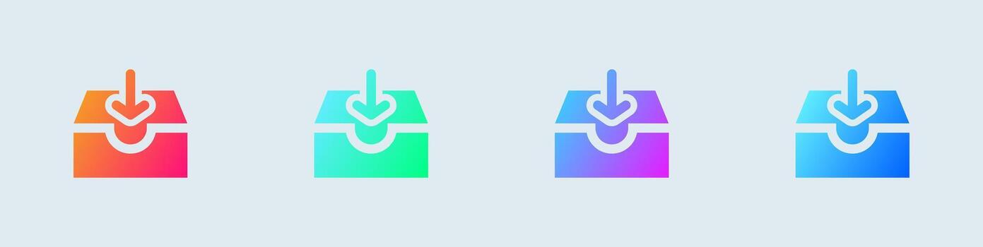directo mensaje sólido icono en degradado colores. bandeja de entrada señales vector ilustración.