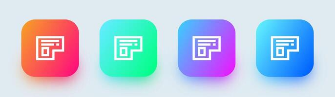 Blueprint line icon in square gradient colors. Draft signs vector illustration.