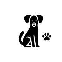 Vector silhouette of dog on white background.