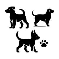 Vector silhouette of dog on white background.