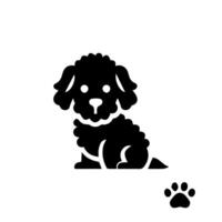 Vector silhouette of dog on white background.