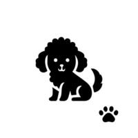 Vector silhouette of dog on white background.