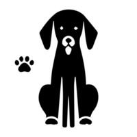 Vector silhouette of dog on white background.