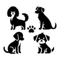 Vector silhouette of dog on white background.