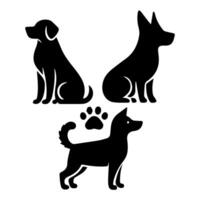 Vector silhouette of dog on white background.