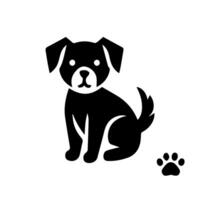 Vector silhouette of dog on white background.