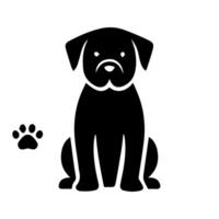 Vector silhouette of dog on white background.