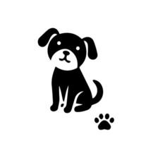 Vector silhouette of dog on white background.