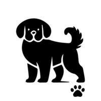 Vector silhouette of dog on white background.