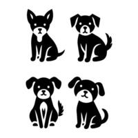 Vector silhouette of dog on white background.