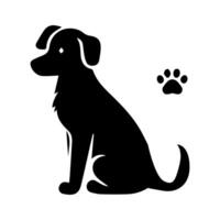 Vector silhouette of dog on white background.