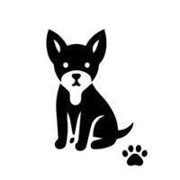 Vector silhouette of dog on white background.