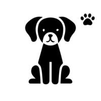 Vector silhouette of dog on white background.