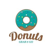 Vector donut logo template. Sweet tasty doughnut logotype backgrond Glaze dessert sign for cafe  restaurant  stall. Grab and go concept