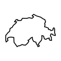 black vector switzerland outline map isolated on white background