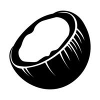 black vector coconut icon isolated on white background