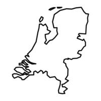 black vector netherlands outline map isolated on white background