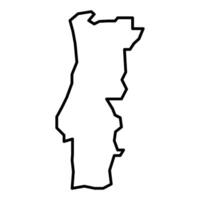 black vector portugal outline map isolated on white background