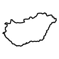 black vector hungary outline map isolated on white background