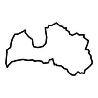 black vector latvia outline map isolated on white background