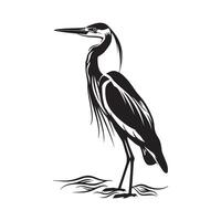 Standing Heron Silhouette Stock Illustrations vector