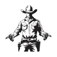 Cowboy in action  two pistols vector Image