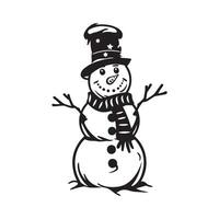 Snowman with a scarf. Vector illustration.