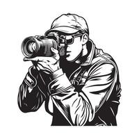 hombre fotógrafo vector ilustración aislado en blanco antecedentes