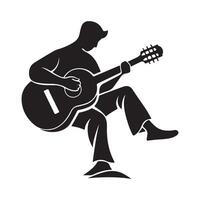 Silhouette of guitar player on white background vector