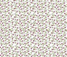 Vector - Abstract seamless pattern of cute doodle flower, green leaves on white background. Can be use for print, paper, wrapping, fabric. Cute image