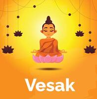 vesak día bandera tarjeta con Buda firmar en bodhi hoja árbol vector diseño. vesak día bandera tarjeta con Buda firmar en bodhi hoja árbol vector diseño