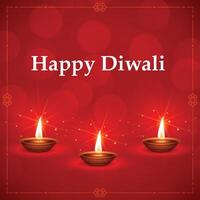 Happy Diwali. Diwali festival greeting card with colorful rangoli and diya lamp vector