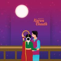 ilustración de saludos para indio hindú festival contento karwa chauth vector