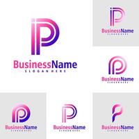 Set of Letter P logo design vector. Creative Initial P logo concepts template vector