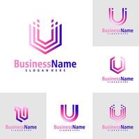 Set of Letter U logo design vector. Creative Initial U logo concepts template vector