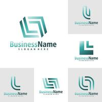 Set of Letter L logo design vector. Creative Initial L logo concepts template vector