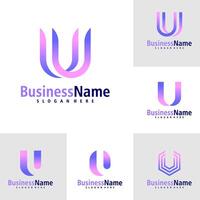 Set of Letter U logo design vector. Creative Initial U logo concepts template vector