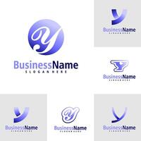 Set of Letter Y logo design vector. Creative Initial Y logo concepts template vector