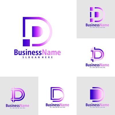 Set of Letter D logo design vector. Creative Initial D logo concepts template