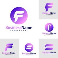 Set of Letter F logo design vector. Creative Initial F logo concepts template vector