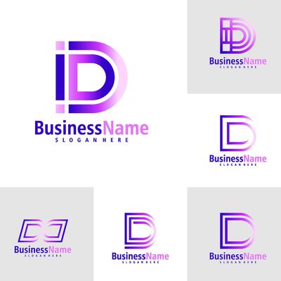 Set of Letter D logo design vector. Creative Initial D logo concepts template
