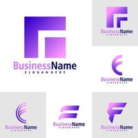 Set of Letter F logo design vector. Creative Initial F logo concepts template vector