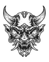 Isolated vector hannya mask, Traditional japanese demon mask.