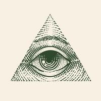 All Seeing Eye of God. Illuminati symbol. Illustration hand drawn, engraving drawing, vector. vector