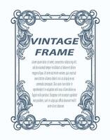 Vintage border frame engraving with antique ornament pattern - Vector Design