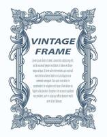 Vintage border frame engraving with antique ornament pattern - Vector Design