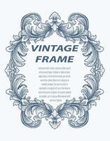 Vintage border frame engraving with antique ornament pattern - Vector Design