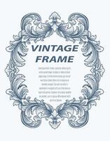 Vintage border frame engraving with antique ornament pattern - Vector Design